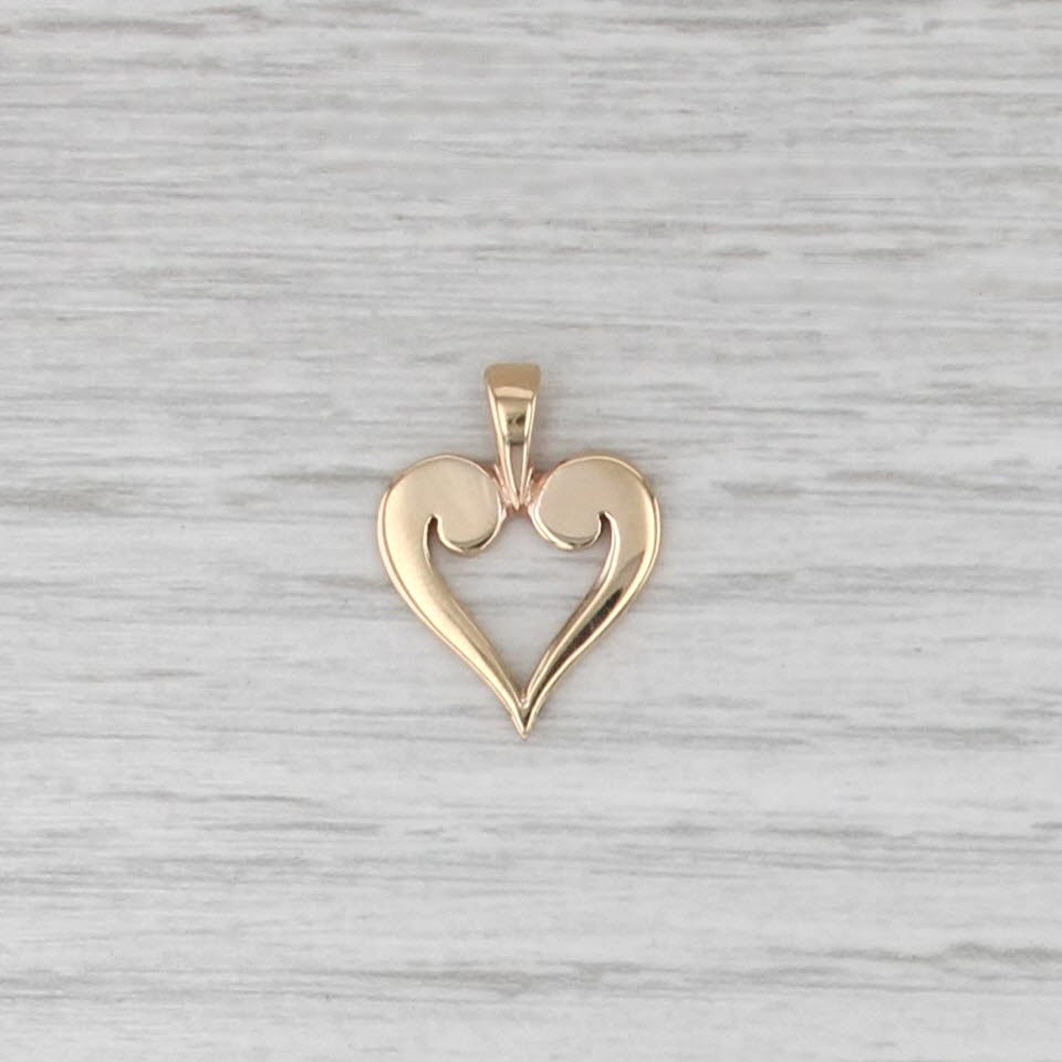James Avery Scrolled Heart Pendant 14k Yellow Gold Small Open Heart Drop