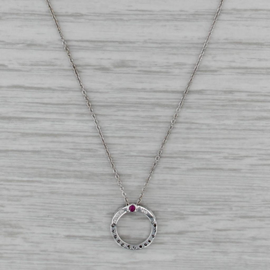 Roberto Coin Tiny Treasures Diamond Circle Pendant Necklace 18k Gold 16"