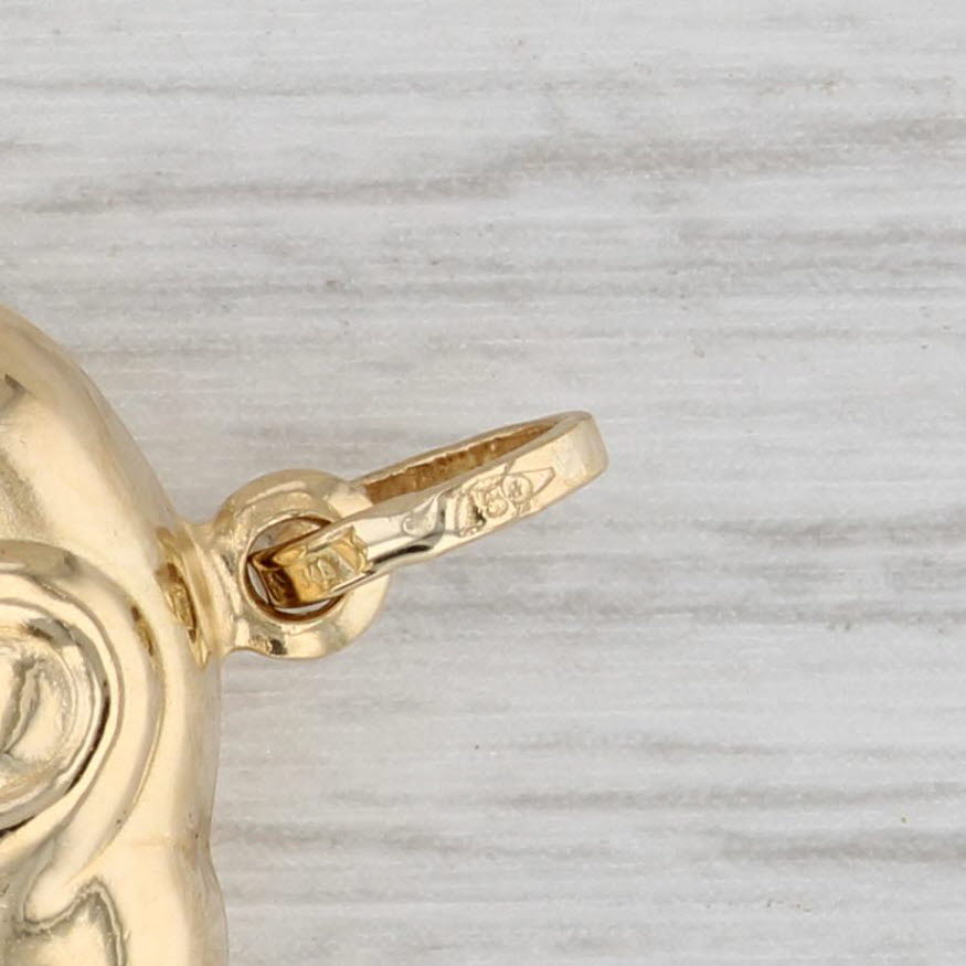 Gray 3D Elephant Charm 18k Yellow Gold Good Luck Pendant Animal Jewelry