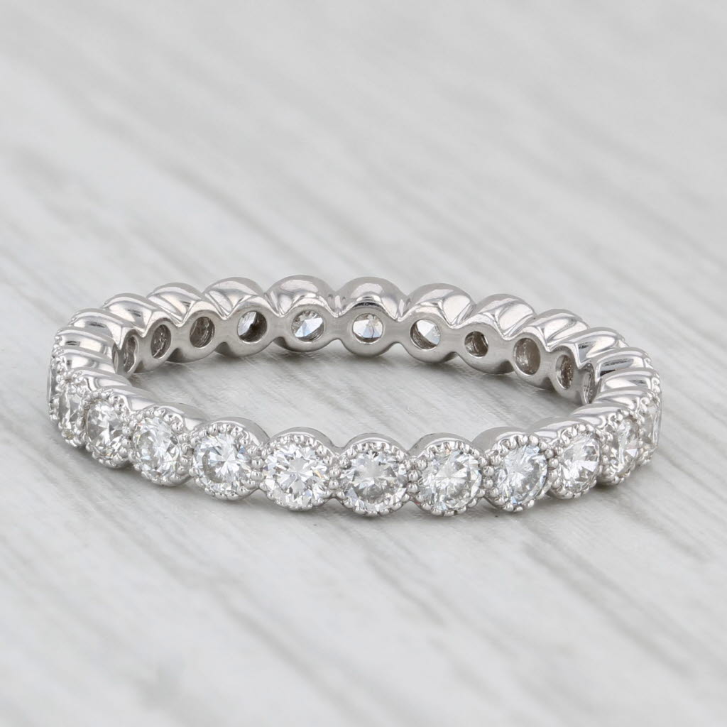 Light Gray 0.75ctw Diamond Eternity Band 14k White Gold Wedding Ring Size 5.5 Stackable