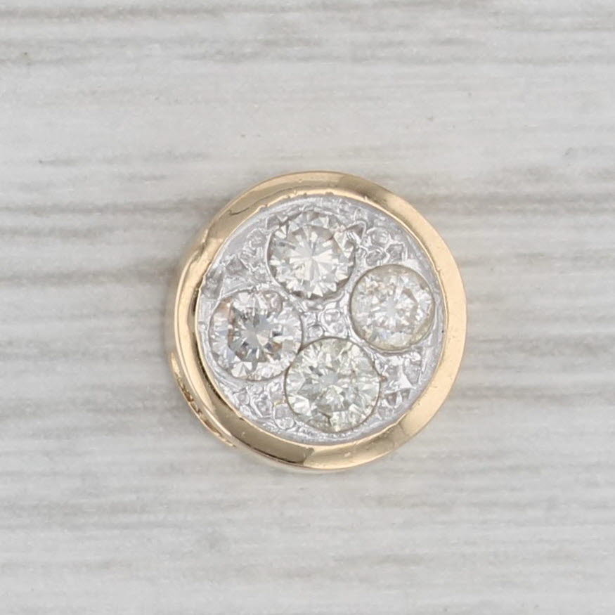 Gray 0.30ctw Diamond Cluster Circle Pendant 10k Yellow Gold Floating Drop
