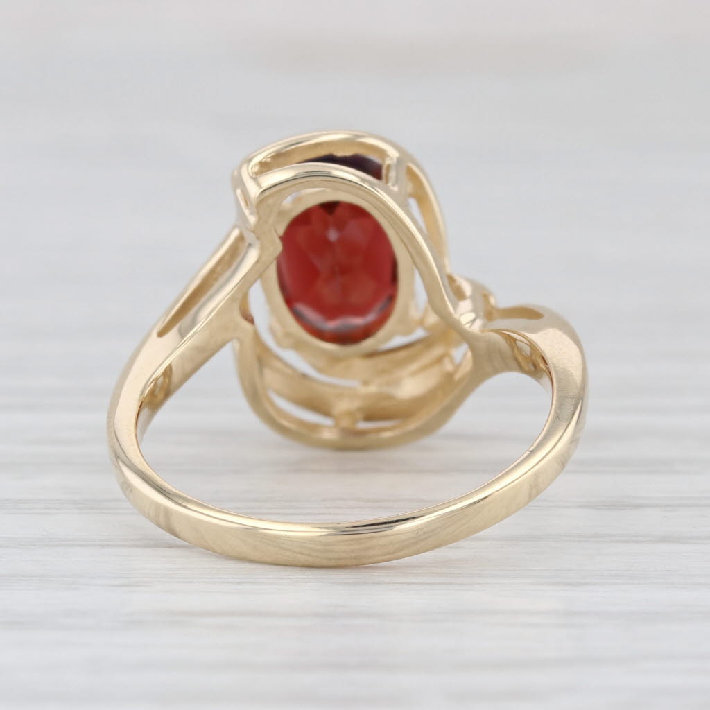 1.98ct Oval Garnet Diamond Ring 14k Yellow Gold Size 7.5 Bypass