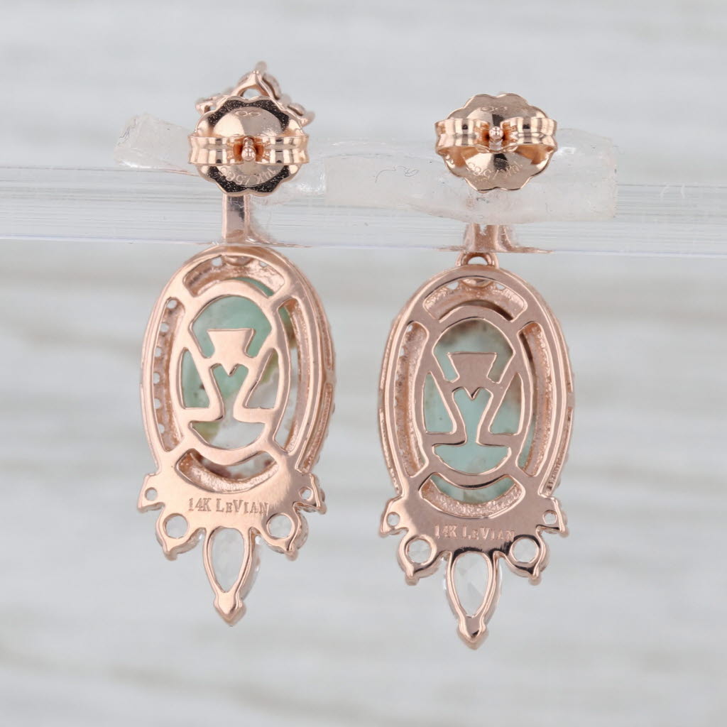 Le Vian Chalcedony Agate White Topaz Drop Earrings 14k Rose Gold
