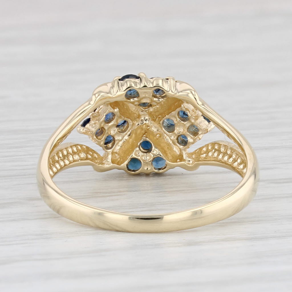 Light Gray 0.70ctw Blue Sapphire Flower Cluster Ring 14k Yellow Gold Size 8.25