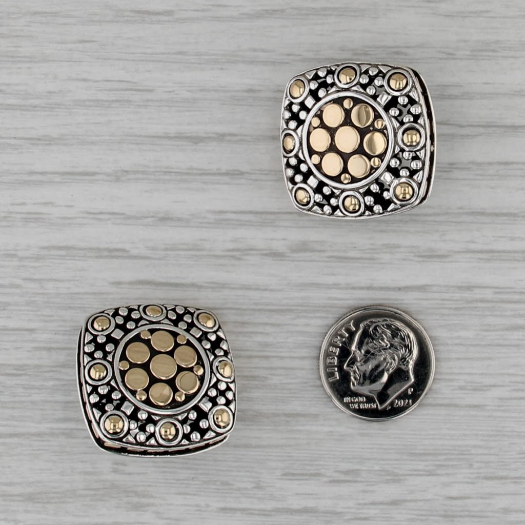 John Hardy Jaisalmer Earrings Sterling Silver 18k Gold Clip On Omega Back