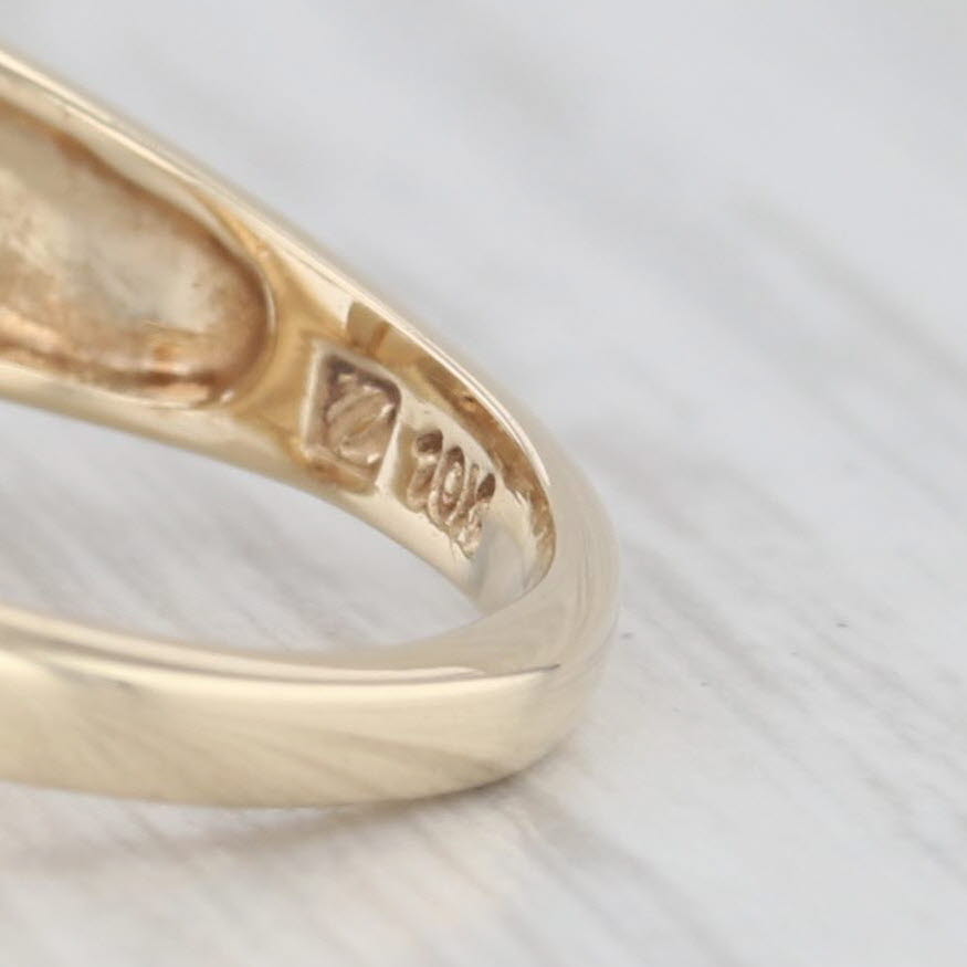 Light Gray Cultured Pearl Diamond Bypass Ring 10k Yellow Gold Size 7