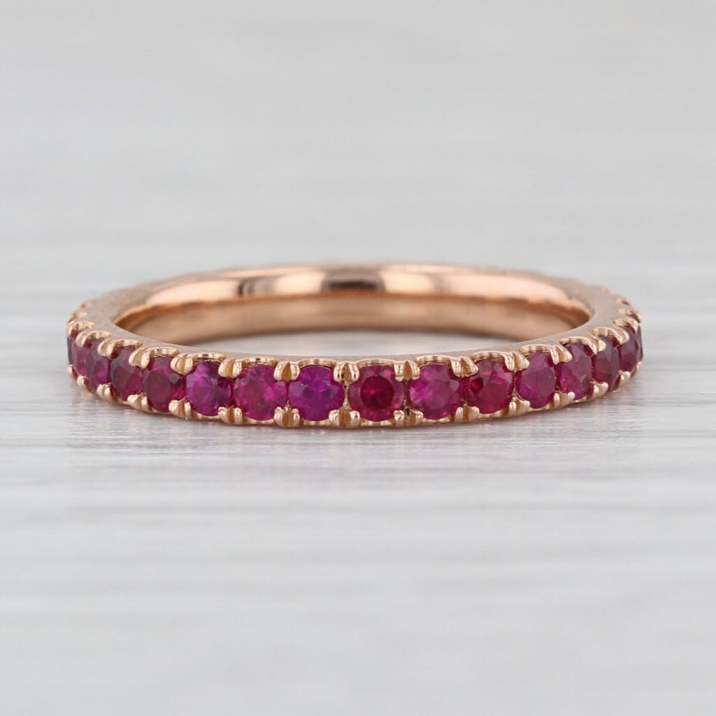 1ctw Natural Lab Grown Ruby Sapphire Eternity Band 18k Gold Stackable Ring