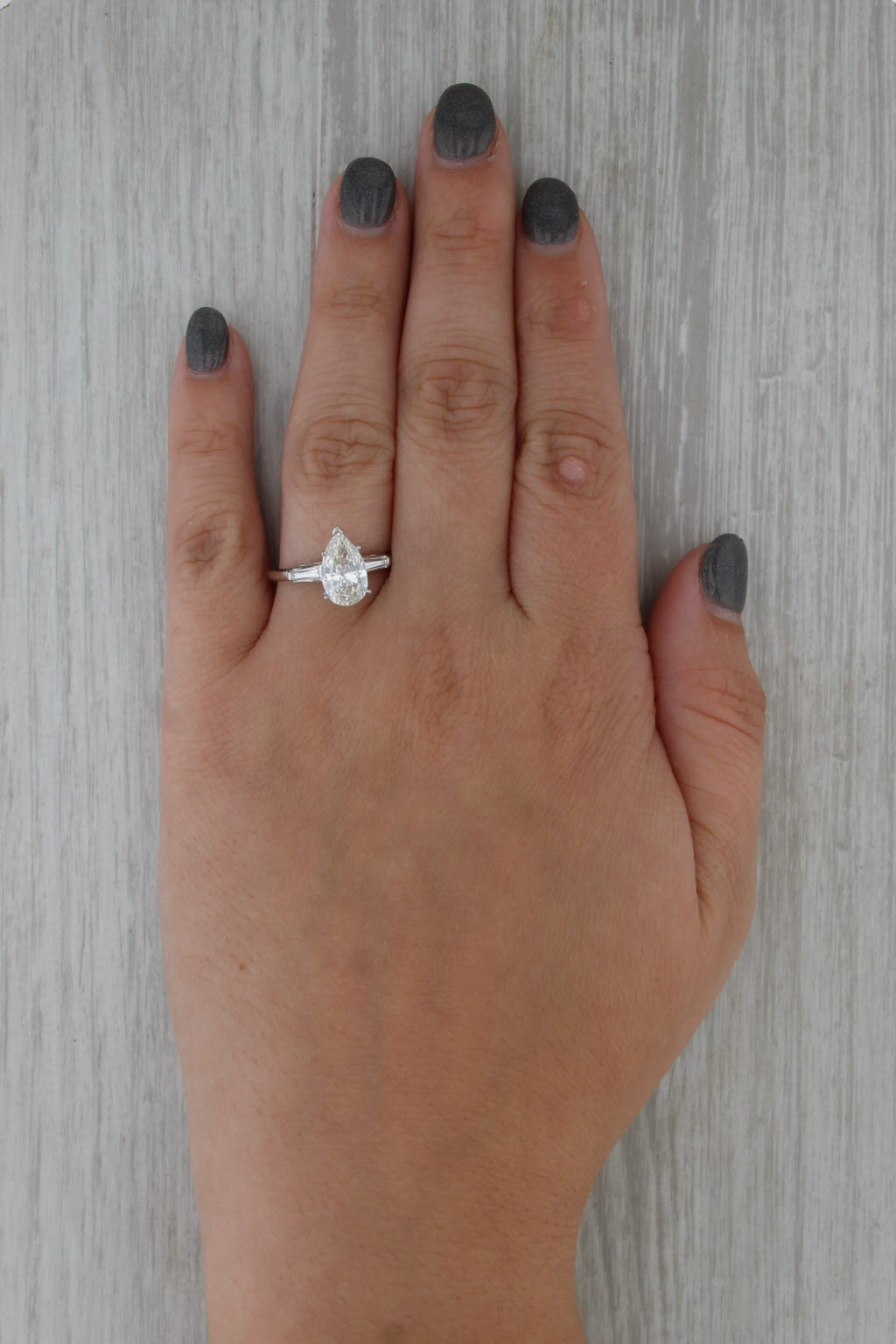 1.81ctw Pear Diamond Engagement Ring 14k-18k White Gold Size 8.75 GIA