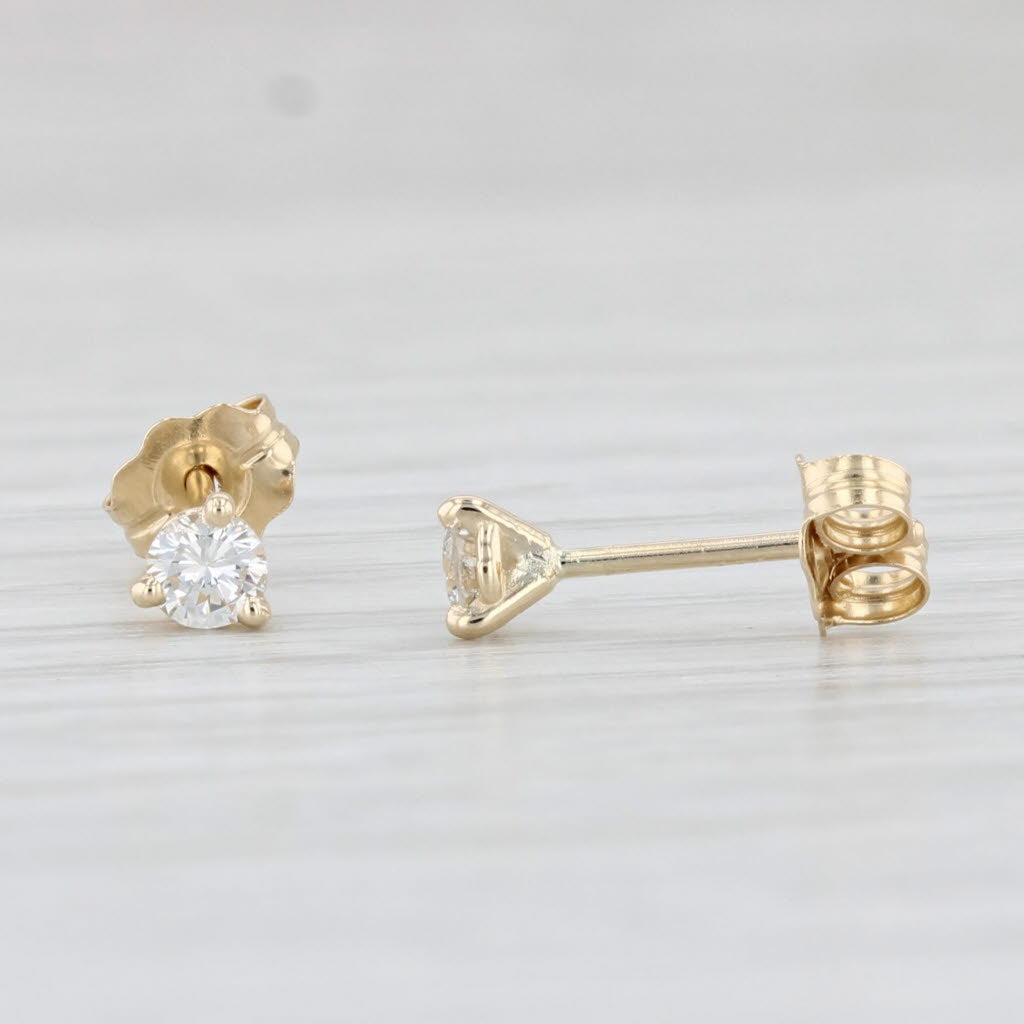 Light Gray New 0.20ctw Diamond Stud Earrings 14k Yellow Gold Round Solitaire Studs