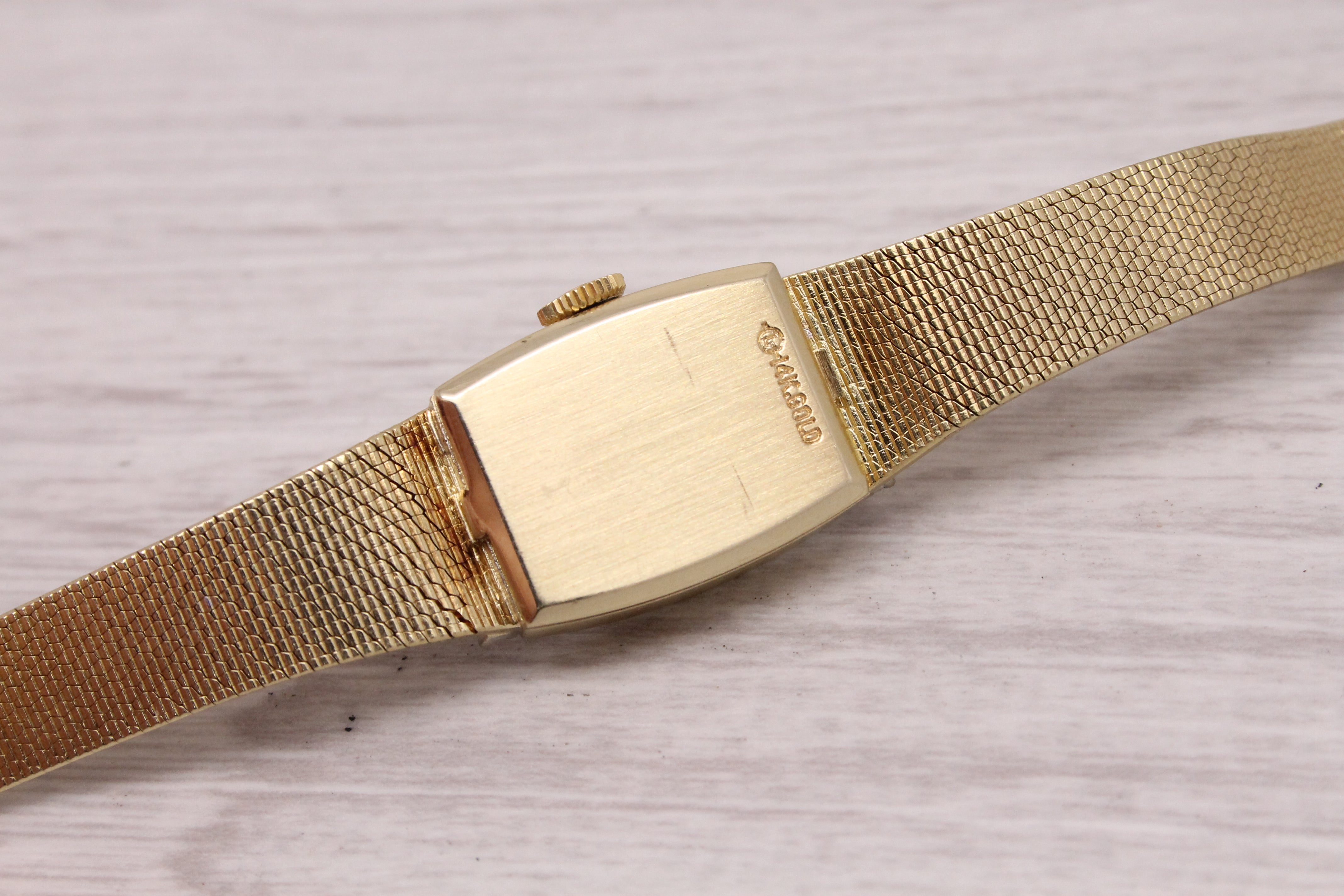 Gray Vintage 1960's Rolex 8420 Ladies 14k Solid Gold Diamond Cocktail Watch Serviced