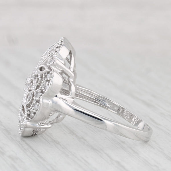 0.23ctw Diamond Flower Filigree Ring 14k White Gold Size 9 Cocktail