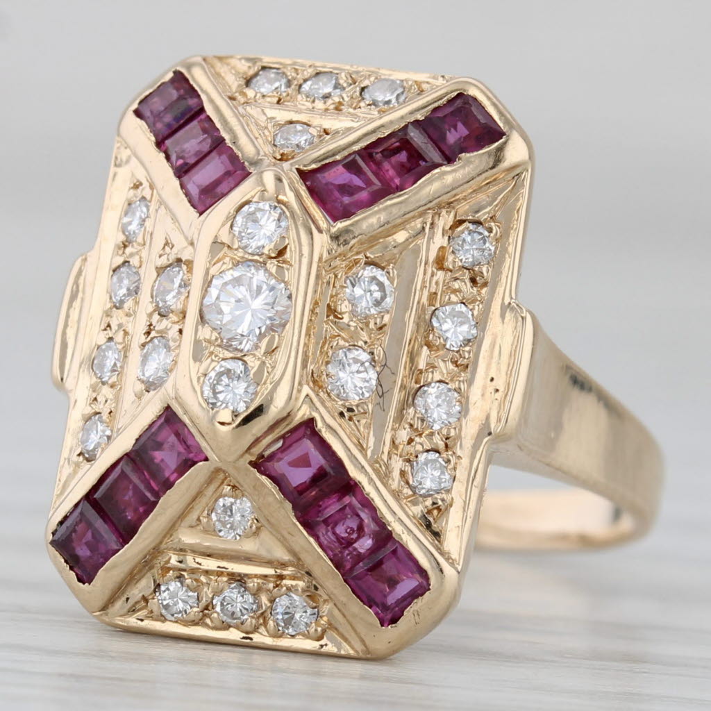 Gray 1.24ctw Tiered Diamond Ruby Ring 14k Yellow Gold Size 4.75