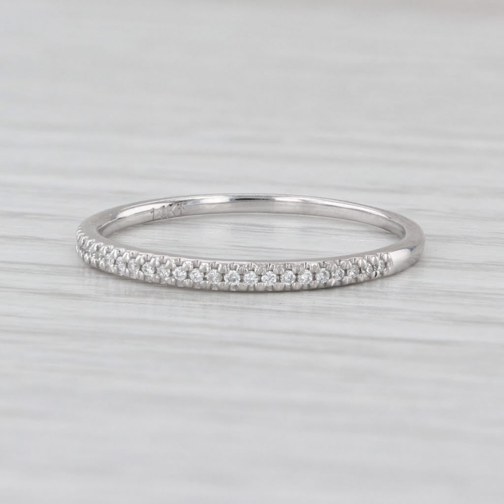 Diamond Accented Wedding Band Stackable Ring 14k White Gold Size 7.25