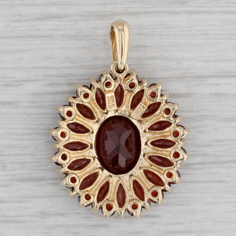 5.75ctw Garnet Flower Pendant 10k Yellow Gold