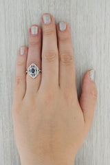 Dark Gray New Beverley K 1.45ctw Blue Sapphire Diamond Halo Ring 18k White Gold Size 6.5