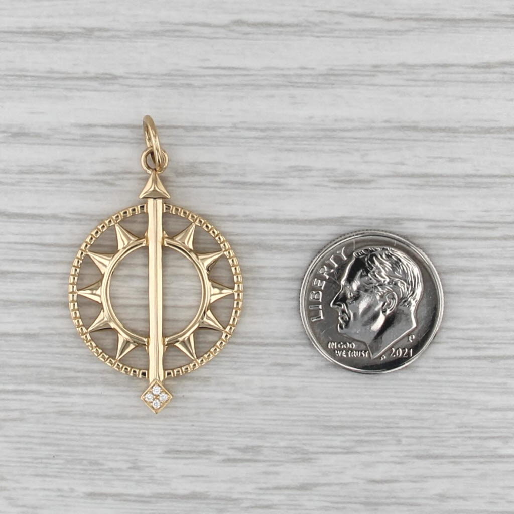 Monica Rich Kosann Diamond Time is Precious Sundial Pendant 18k Tellow Gold
