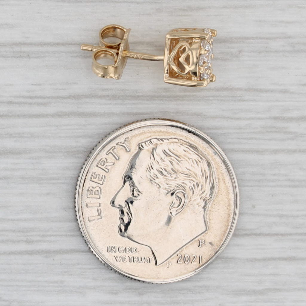 Gray Single 0.25ctw Diamond Cluster Stud Earring 14k Yellow Gold