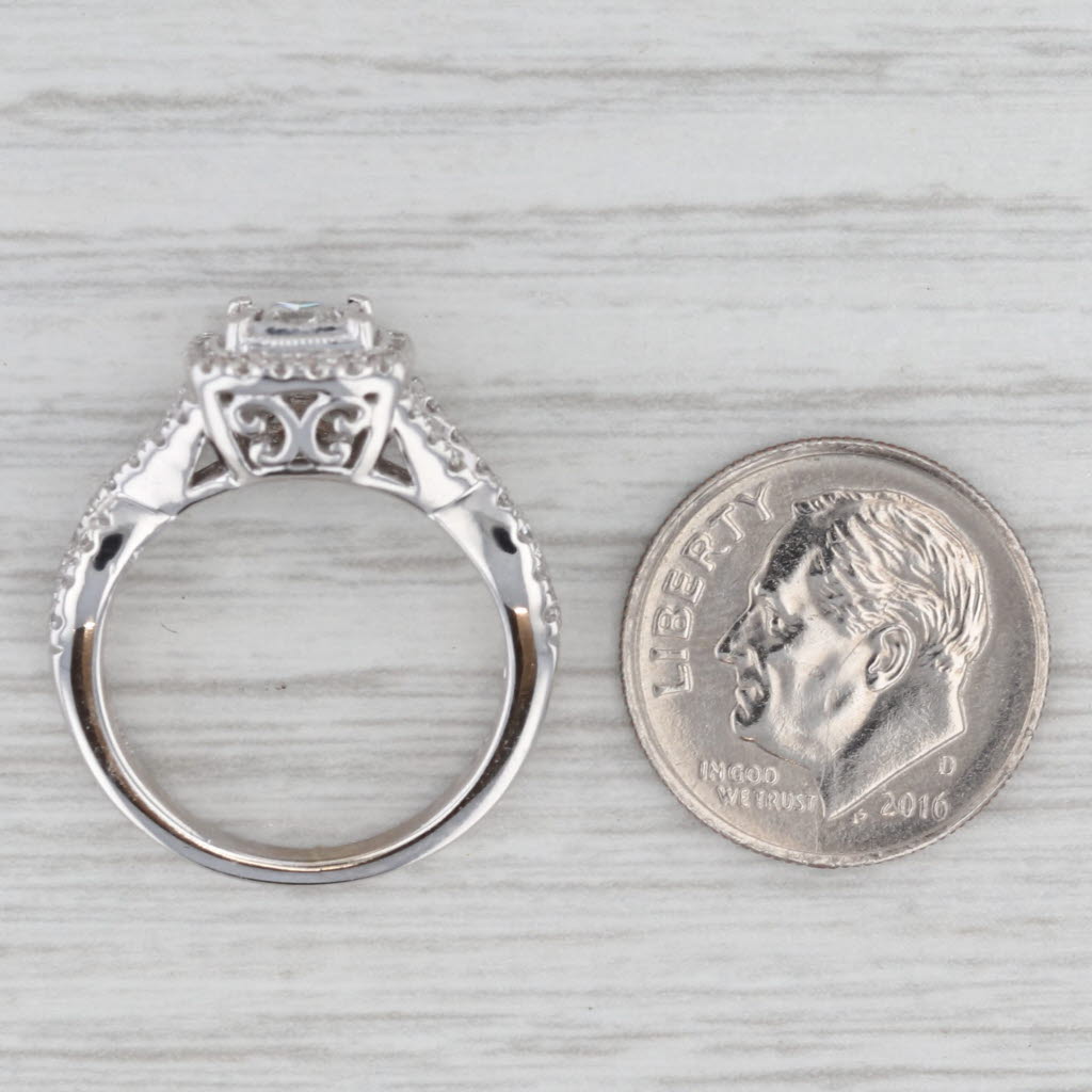 0.68ctw Princess Diamond Halo Engagement Ring 14k White Gold Size 5.5