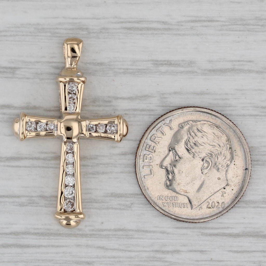 Gray 0.23ctw Diamond Cross Pendant 14k Yellow Gold