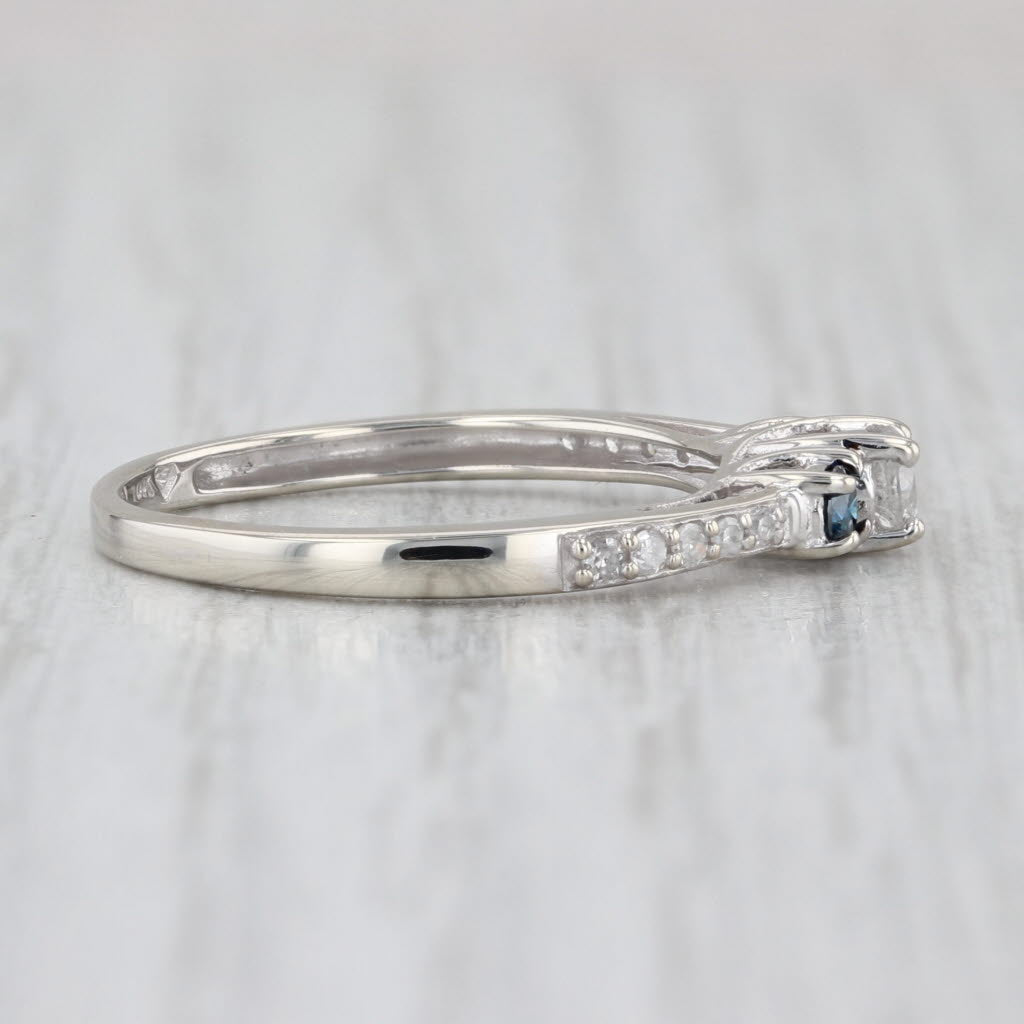 0.30ctw White Blue Diamond Engagement Ring 10k White Gold Size 7 3-Stone