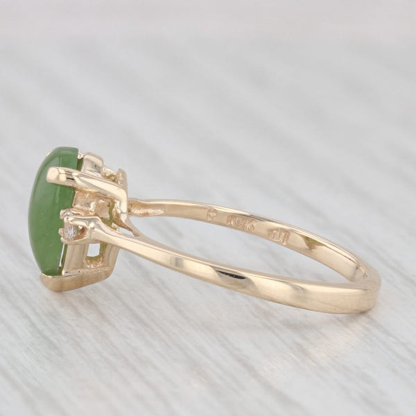 Light Gray Green Nephrite Jade Solitaire Ring 10k Yellow Gold Size 6 Lab Created Spinel