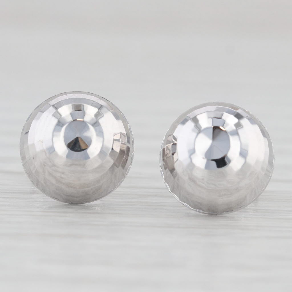 Light Gray Disco Ball Stud Earrings 14k White Gold Milor Italian