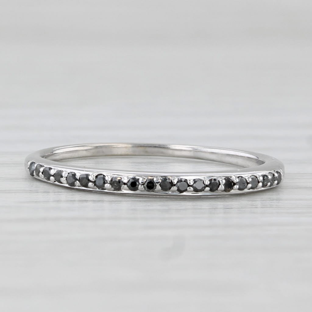 Light Gray 0.10ctw Black Diamond Band 14k White Gold Sz 7.25 Bridal Wedding Stackable Ring