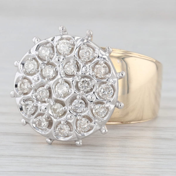 Vintage 0.86ctw Diamond Cluster Cocktail Ring 10k Gold Size 10.75