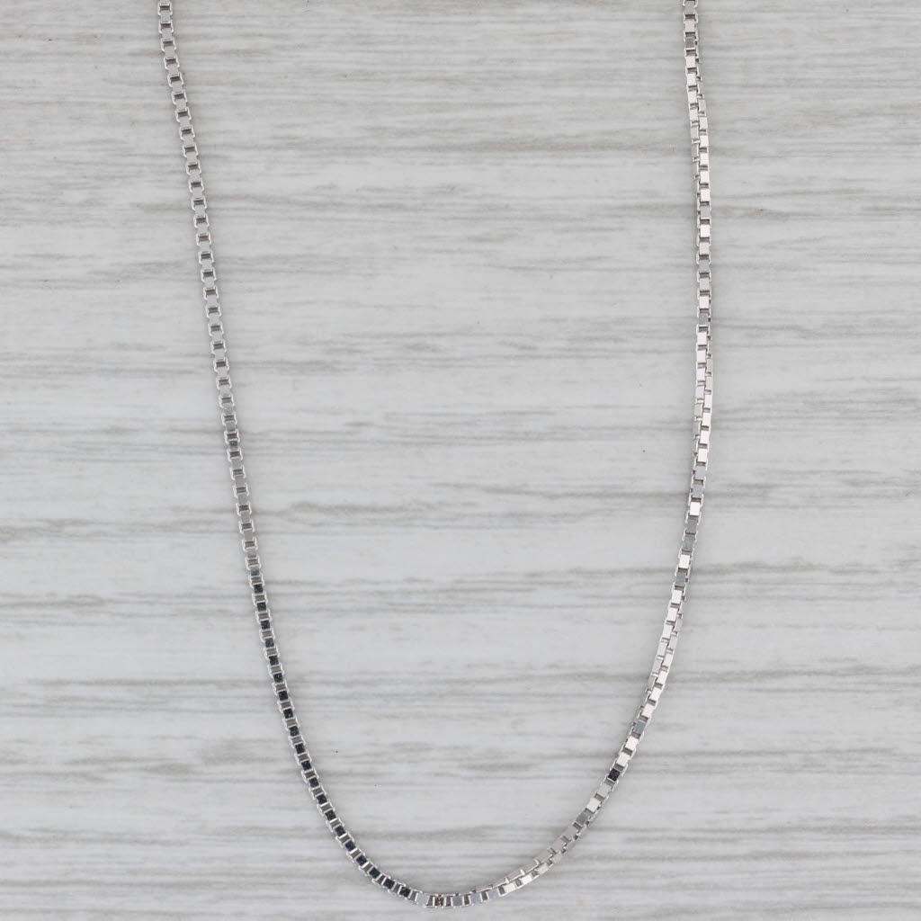 Gray New Box Chain Necklace 14k White Gold 18" 1.1mm