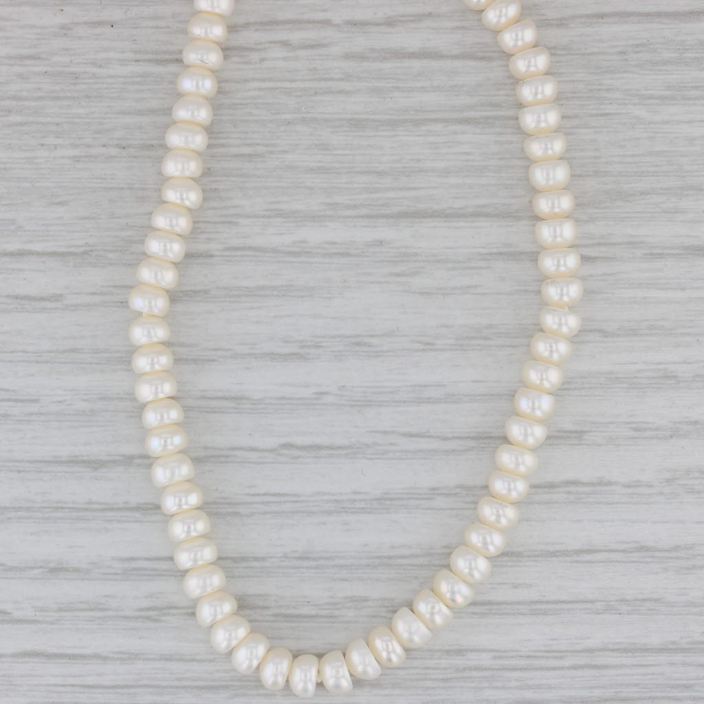 Gray Single Cultured Pearl Strand Necklace 14k Yellow Gold 18" 5mm