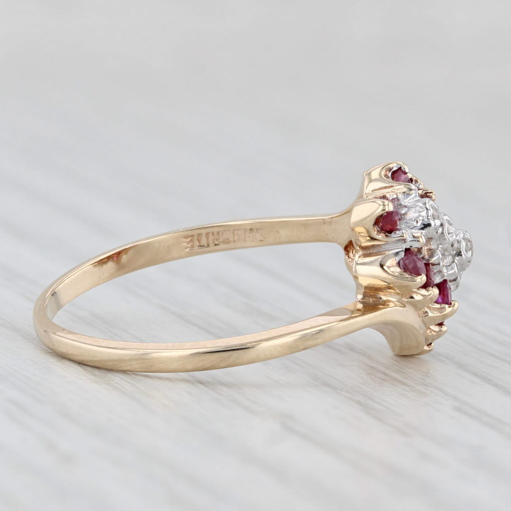 Light Gray 0.44ctw Ruby Diamond Bypass Ring 10k Yellow Gold Size 8.5