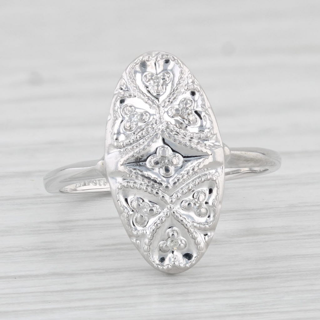 Light Gray Vintage Diamond Princess Ring 10k White Gold Size 5