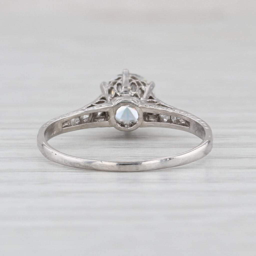 Antique 1.03ctw Round Brilliant Diamond Engagement Ring 900 Platinum Size 7.25