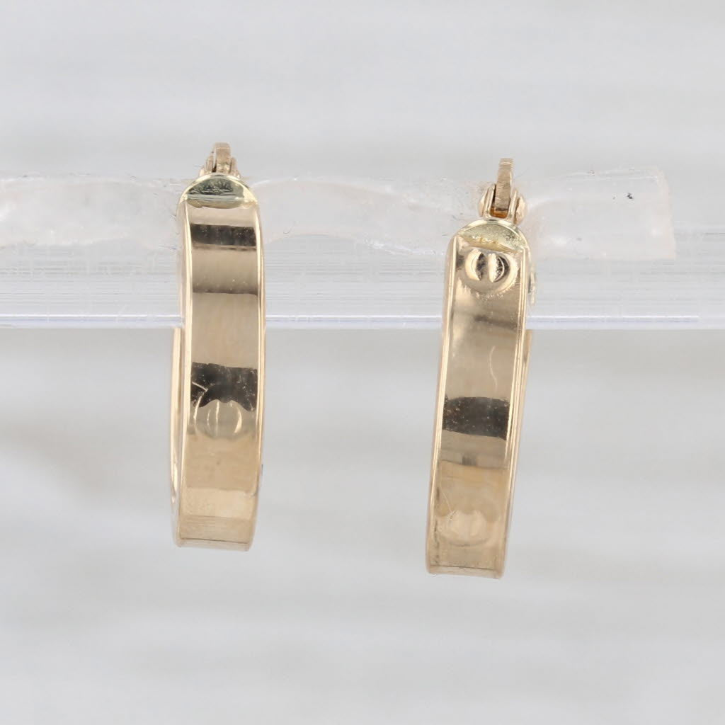 Round Hoop Earrings 18k Yellow Gold Snap Top Hoops 15 x 3.1 mm