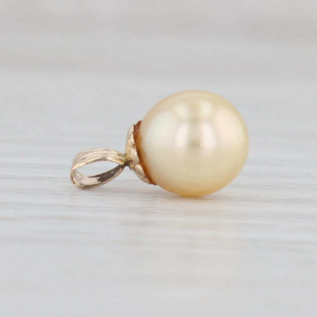 Light Gray Cultured Pearl Drop Pendant 14k Yellow Gold 7.7mm Solitaire