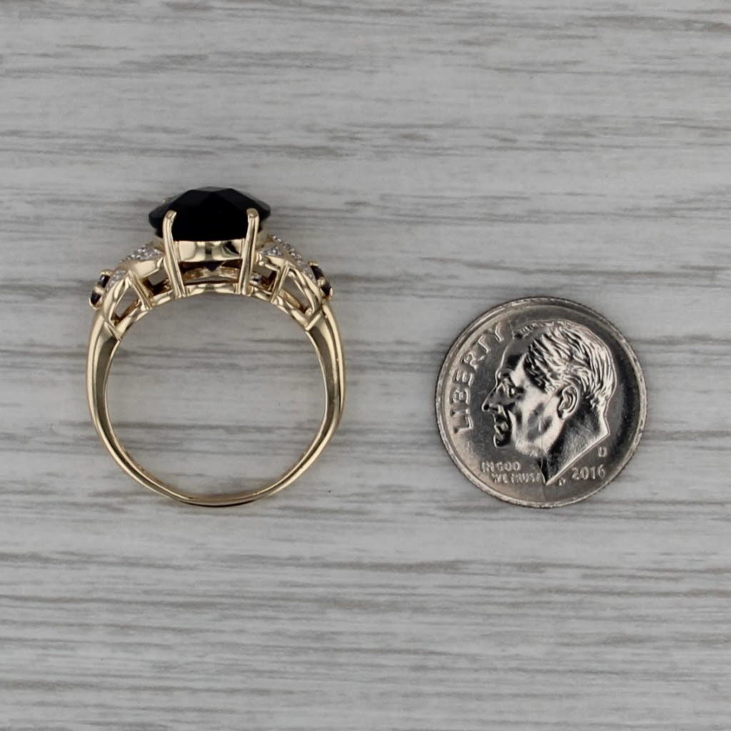 5.79ctw Oval Blue Iolite Diamond Ring 10k Yellow Gold Size 8