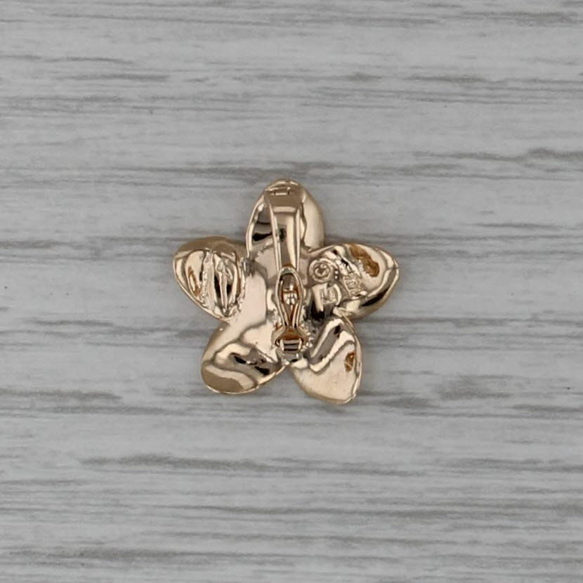 Diamond Solitaire Flower Enhancer Pendant 14k Yellow Gold Floral Clip Bail