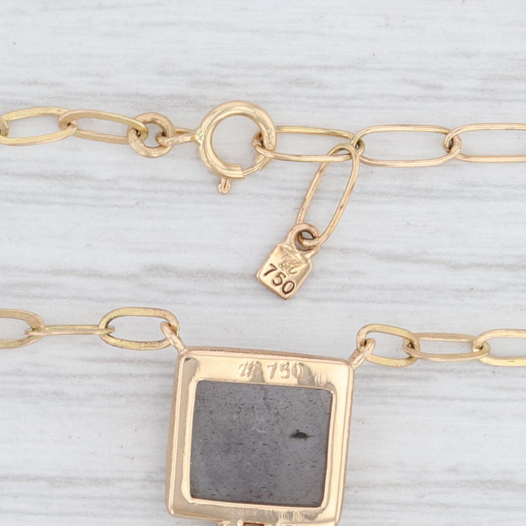 New Nina Wynn Ariana Pendant Necklace Druzy Quartz Diamond 18k Gold 17.5"