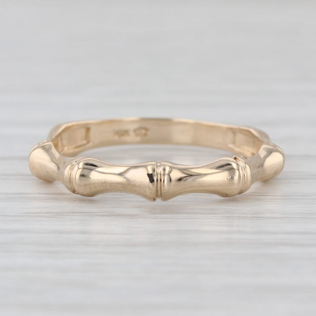 Bamboo Pattern Ring 10k Yellow Gold Stackable Size 6.7-7 Band Bridal