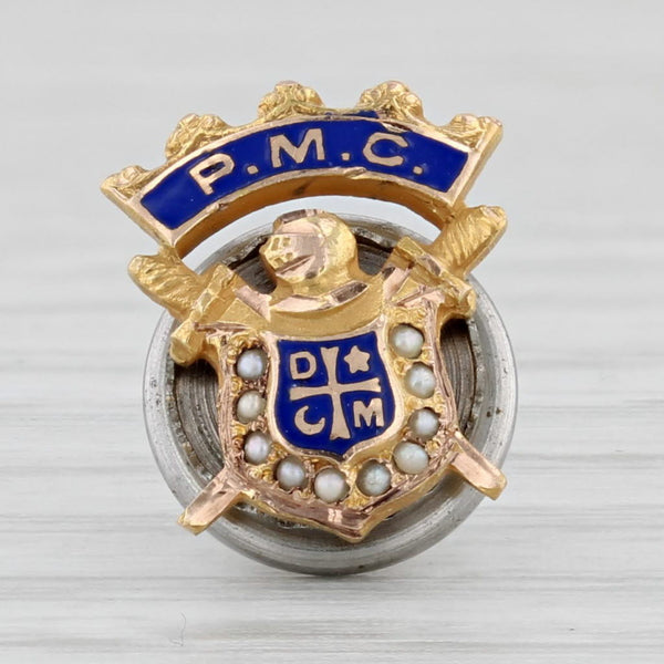 Vintage Demolay Pin 10k Gold Pearl Enamel Masonic Youth Past Master Chancellor