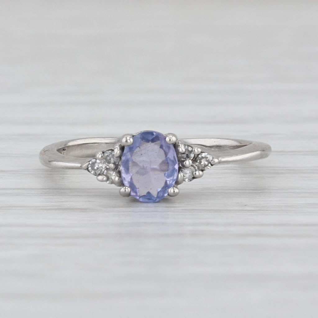 Petite 0.26ctw Tanzanite Diamond Ring Platinum Size 2.5