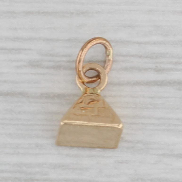 Gray Tiny Pyramid Charm 18k Yellow Gold Egypt Souvenir
