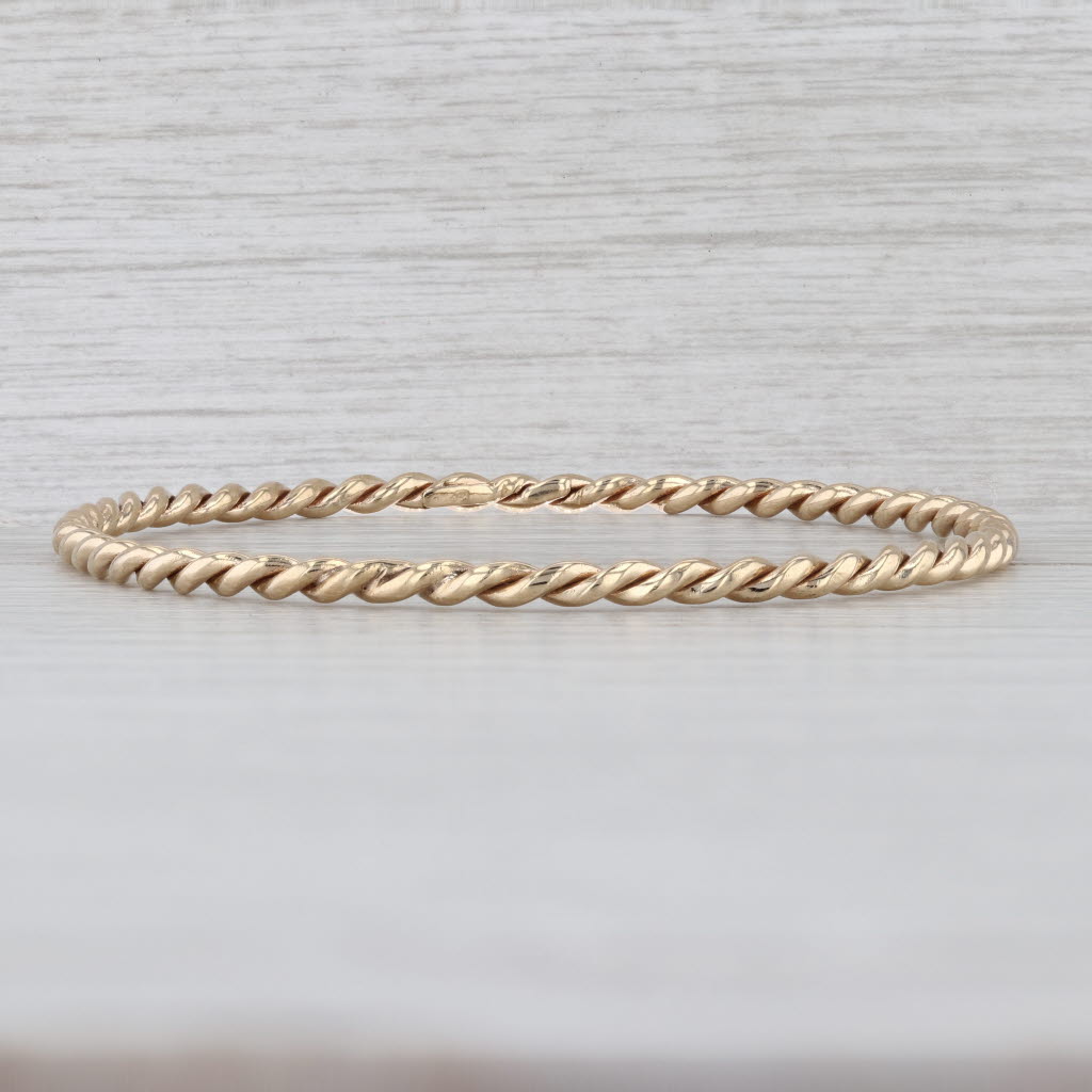 Woven Bangle Bracelet 14k Yellow Gold 7.75" 3.2mm