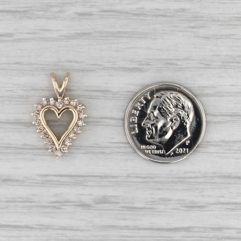 0.15ctw Diamond Framed Open Heart Pendant 10k Yellow Gold