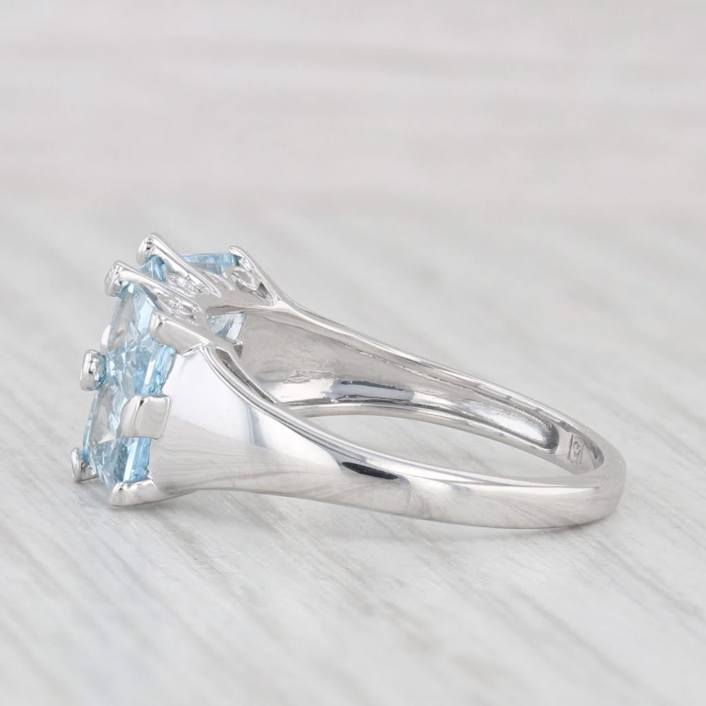 Light Gray 3.03ctw Aquamarine Diamond Ring 14k White Gold Size 7.25