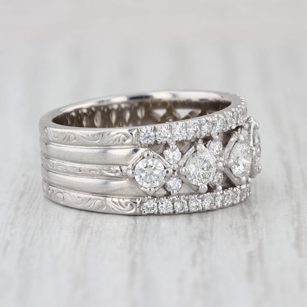 2.53ctw Diamond Ring 14k White Gold Anniversary Wedding Stacked Band Size 9.5