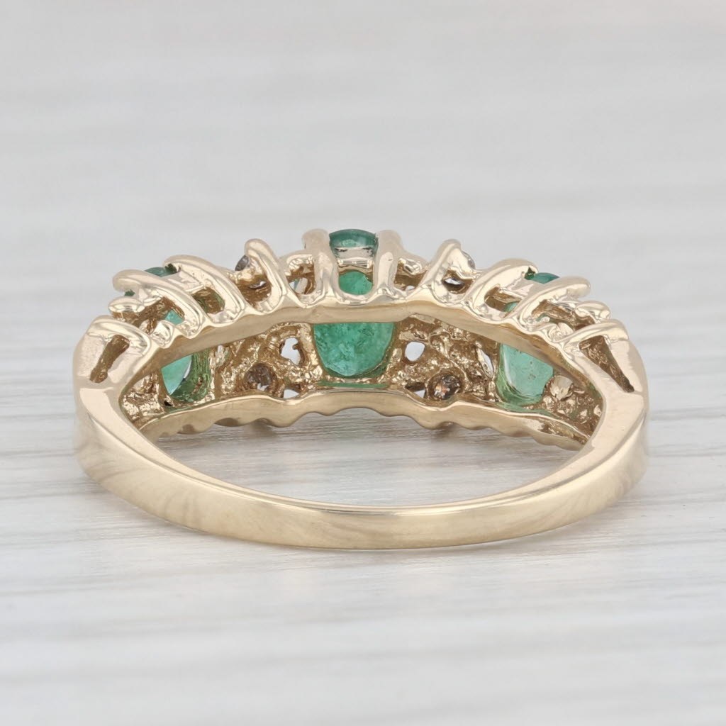 Light Gray 0.81ctw Emerald Diamond 3-Stone Ring 10k Yellow Gold Size 5.5