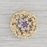 Pink Sapphire Flower Wreath Slide Bracelet Charm 14k Gold Vintage OMG