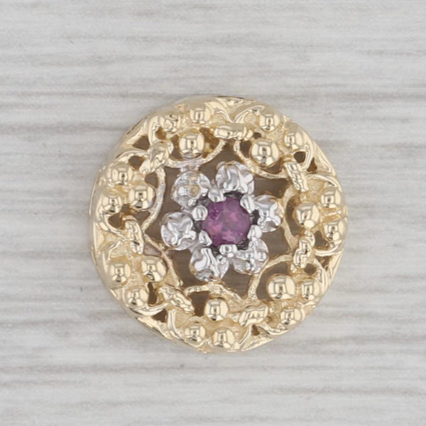 Pink Sapphire Flower Wreath Slide Bracelet Charm 14k Gold Vintage OMG