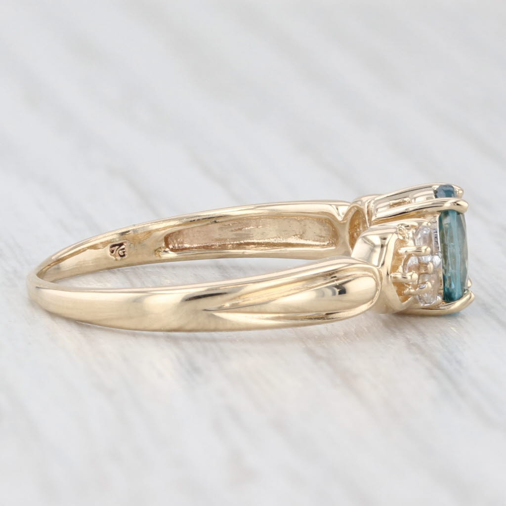 Light Gray 1.34ctw Blue Zircon White Topaz Ring 14k Yellow Gold Size 8.25